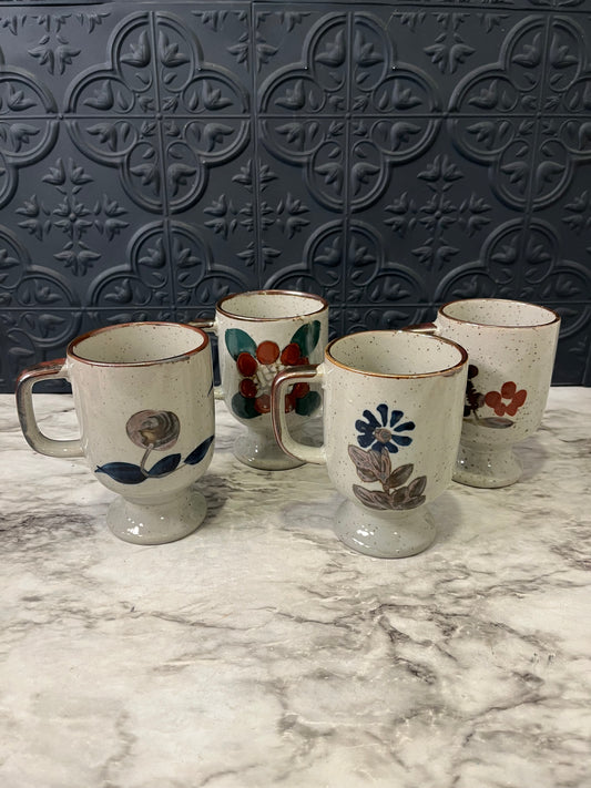 Set of 4 Japanese Flower Mugs