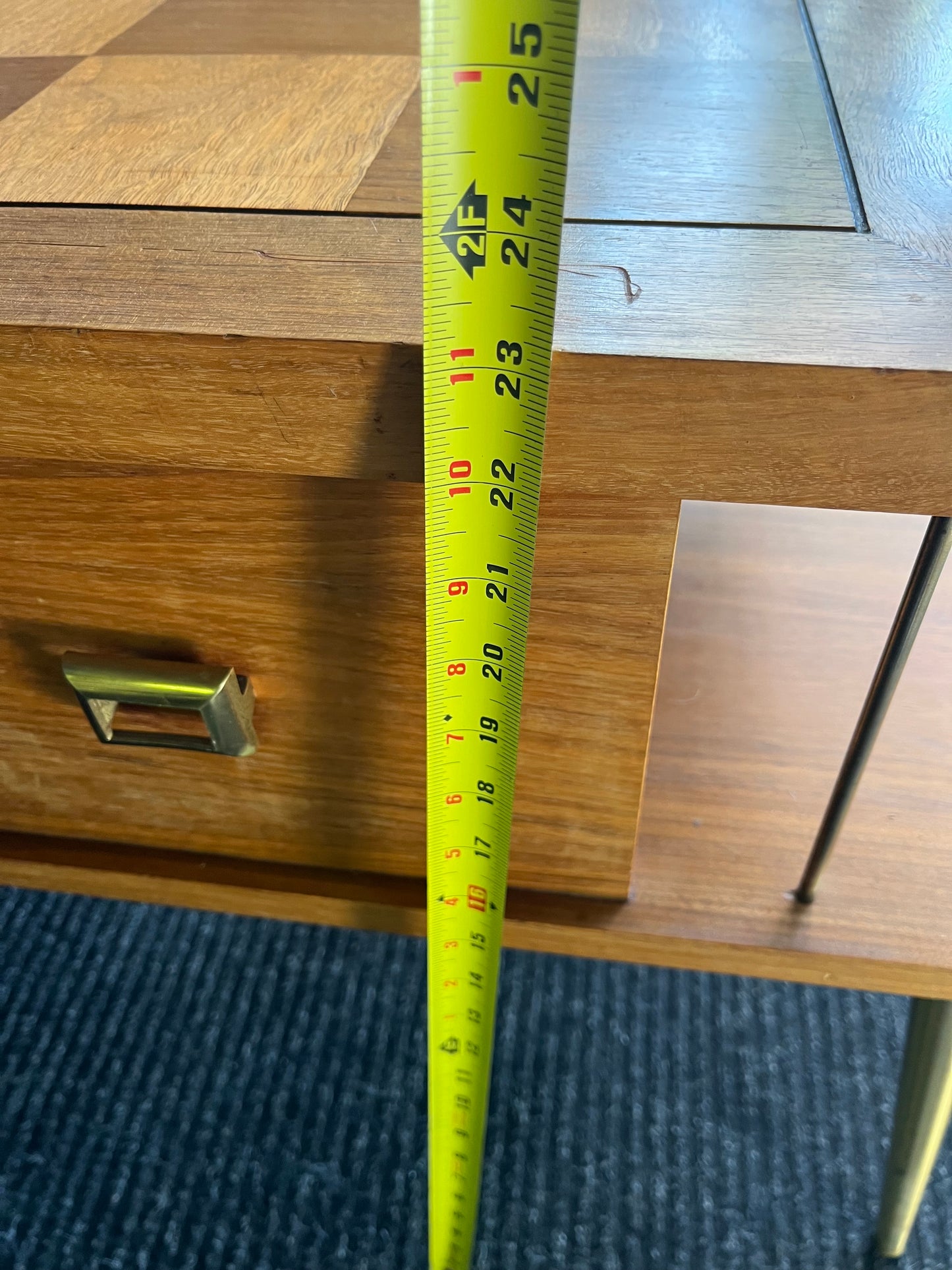 Mid Century Lane Side Table with Faux Drawer