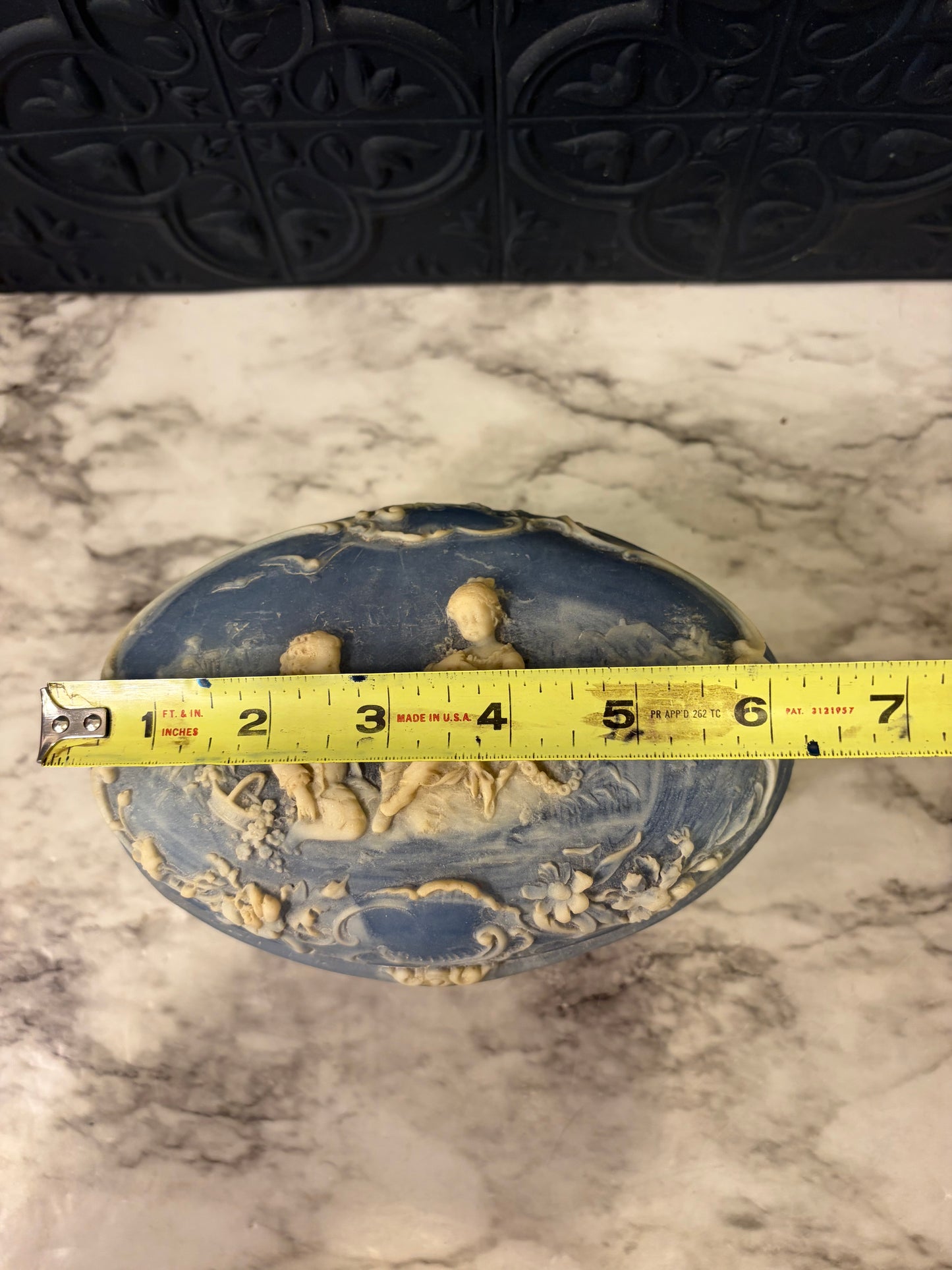 Incolay Blue and White Stone Trinket Dish