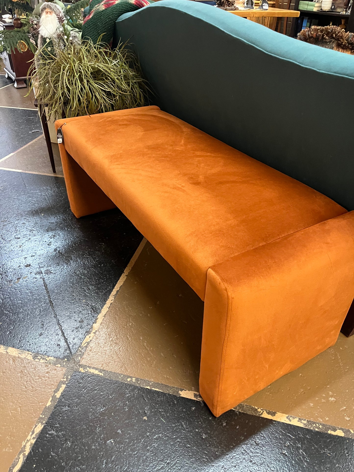 Orange Velvet Bench