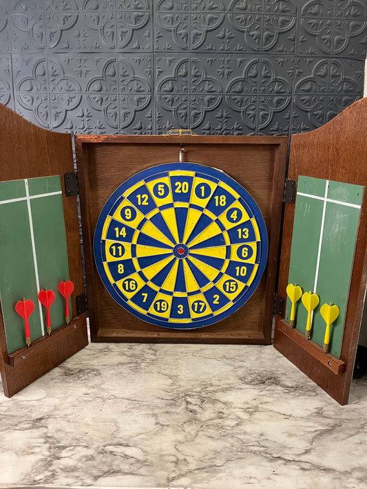 Vintage Wooden Dart Board Cabinet