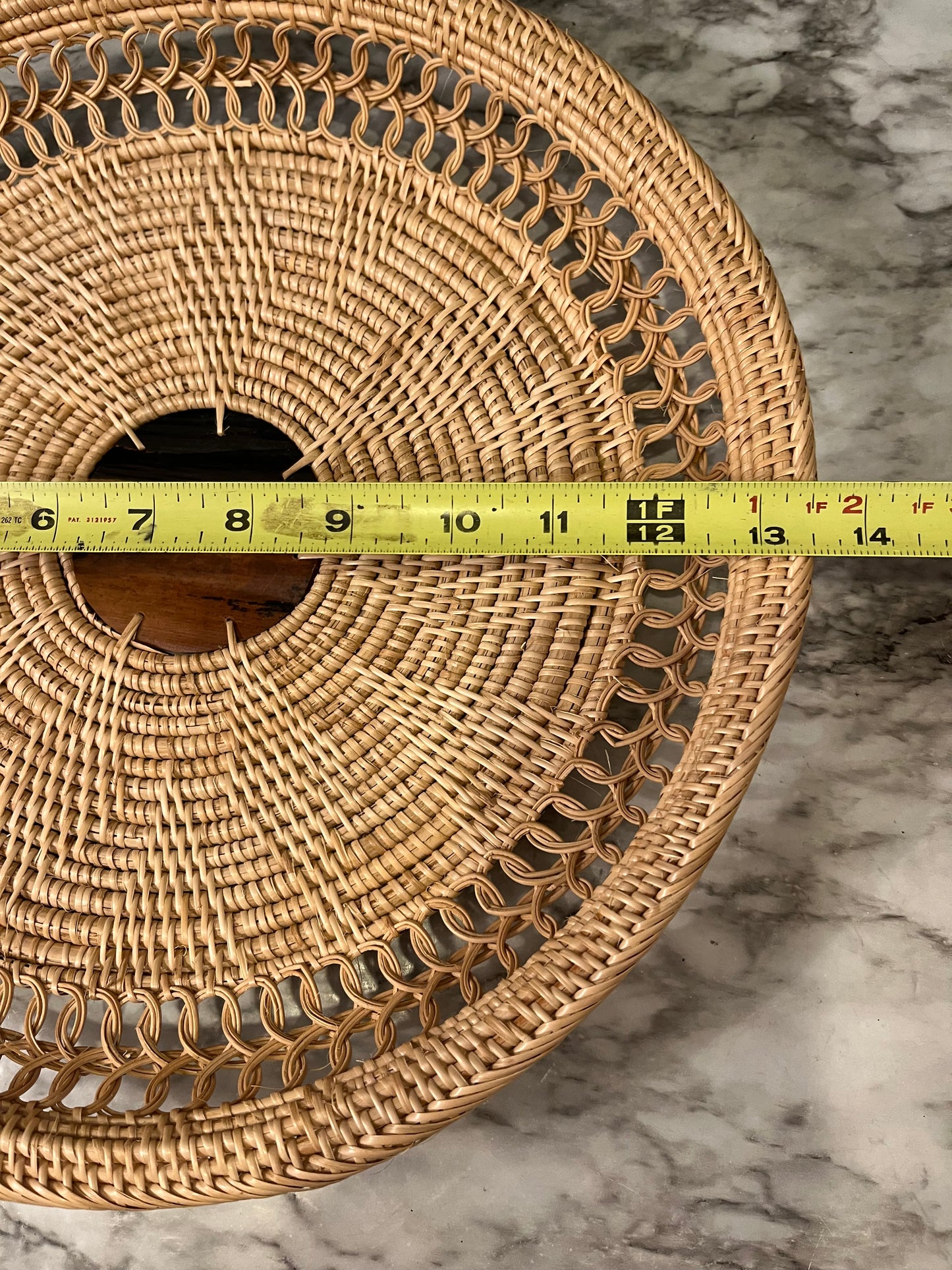 Woven Basket with Wooden Center