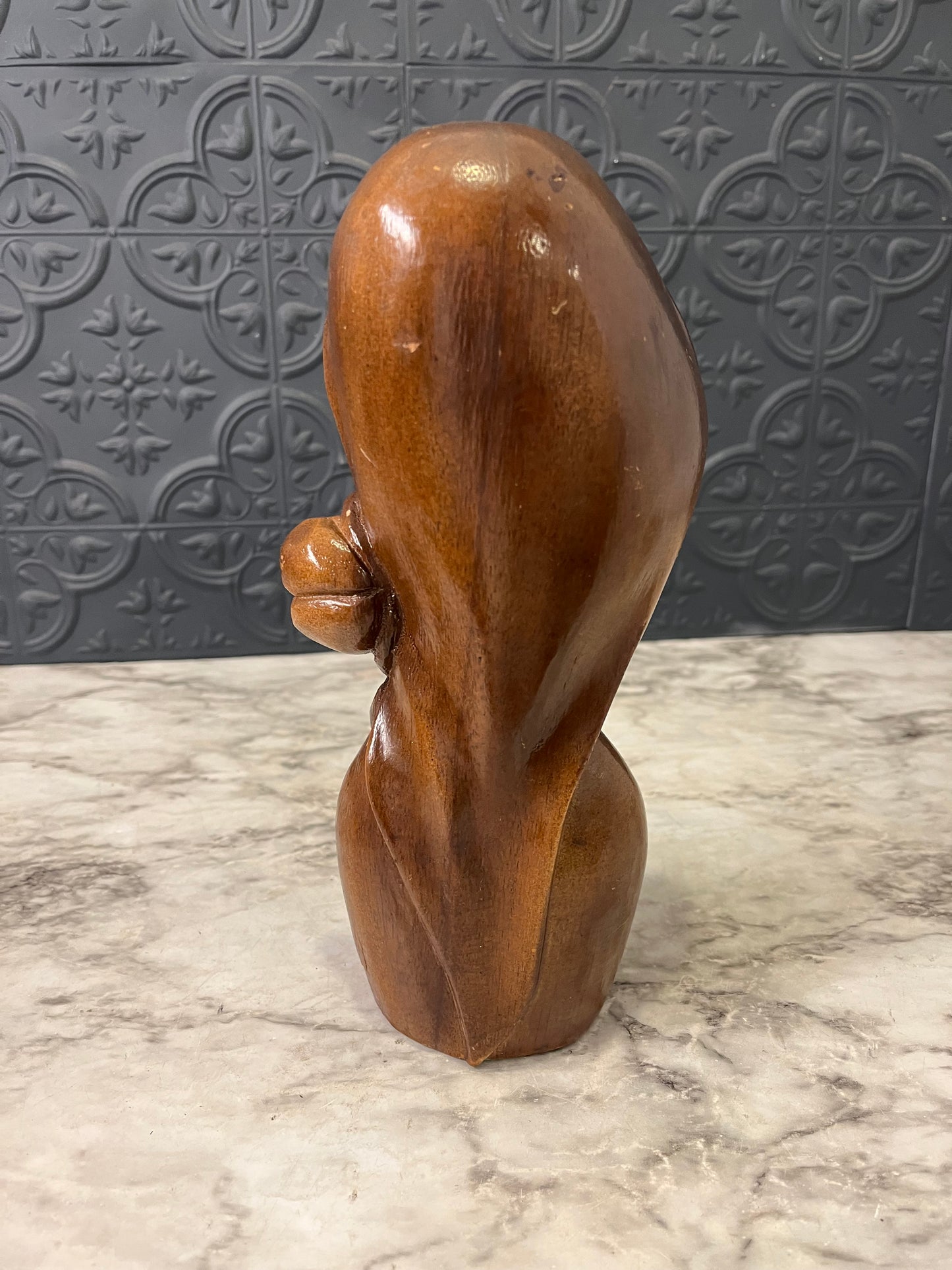 Wooden Carved Madonna Head With Lei