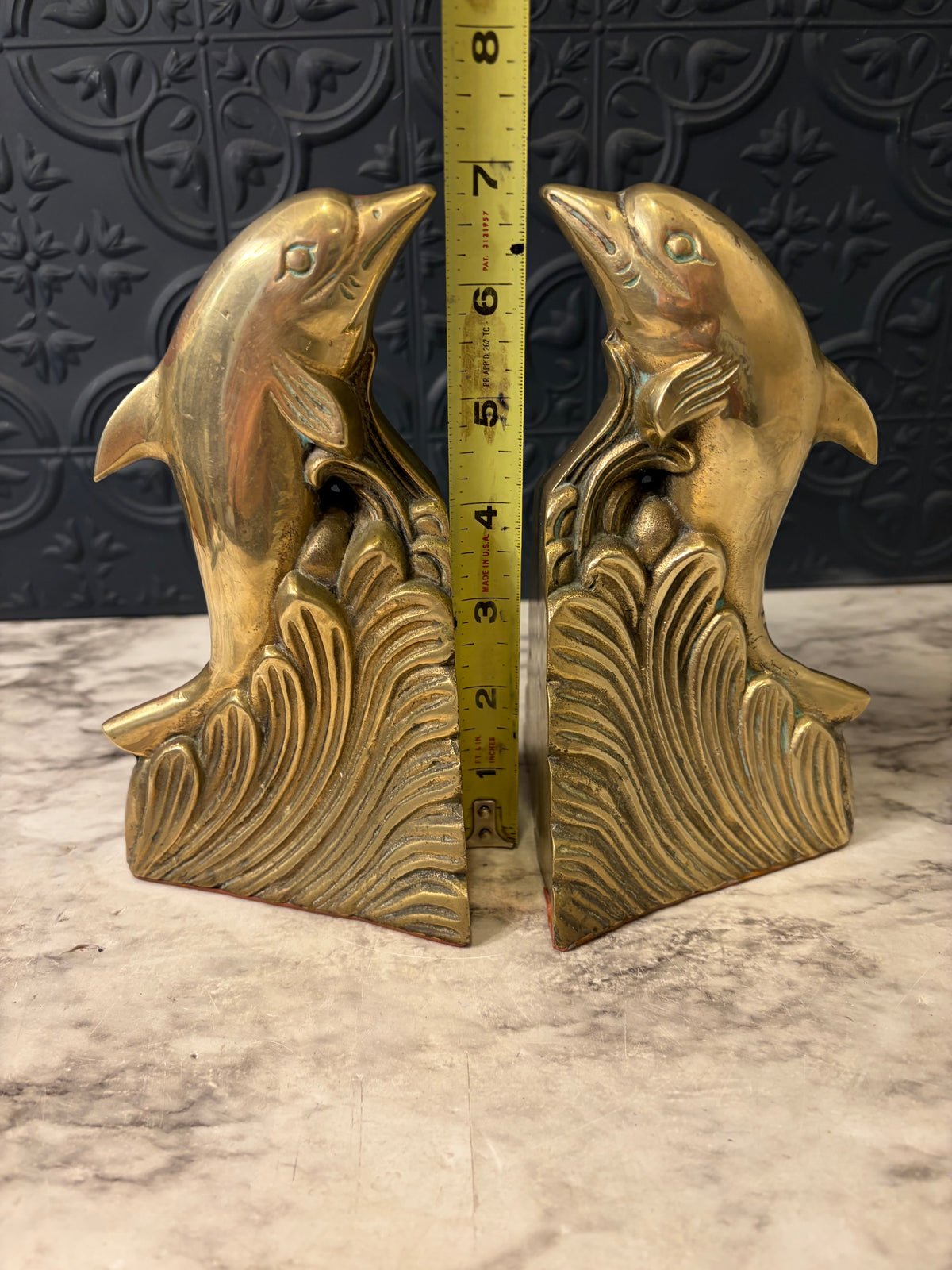 Brass Dolphin Bookends