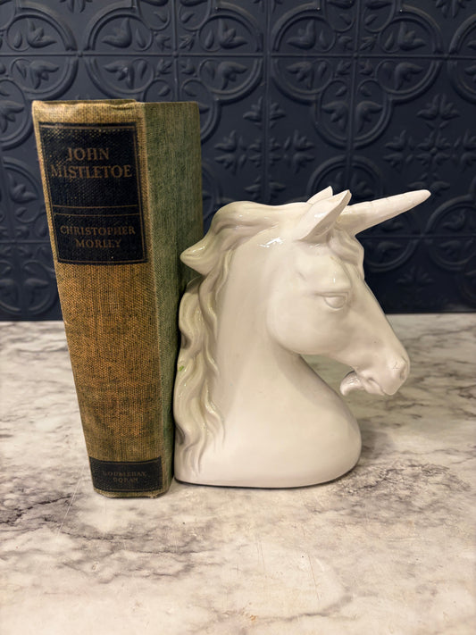 Otagari White Ceramic Unicorn Bookend As IS