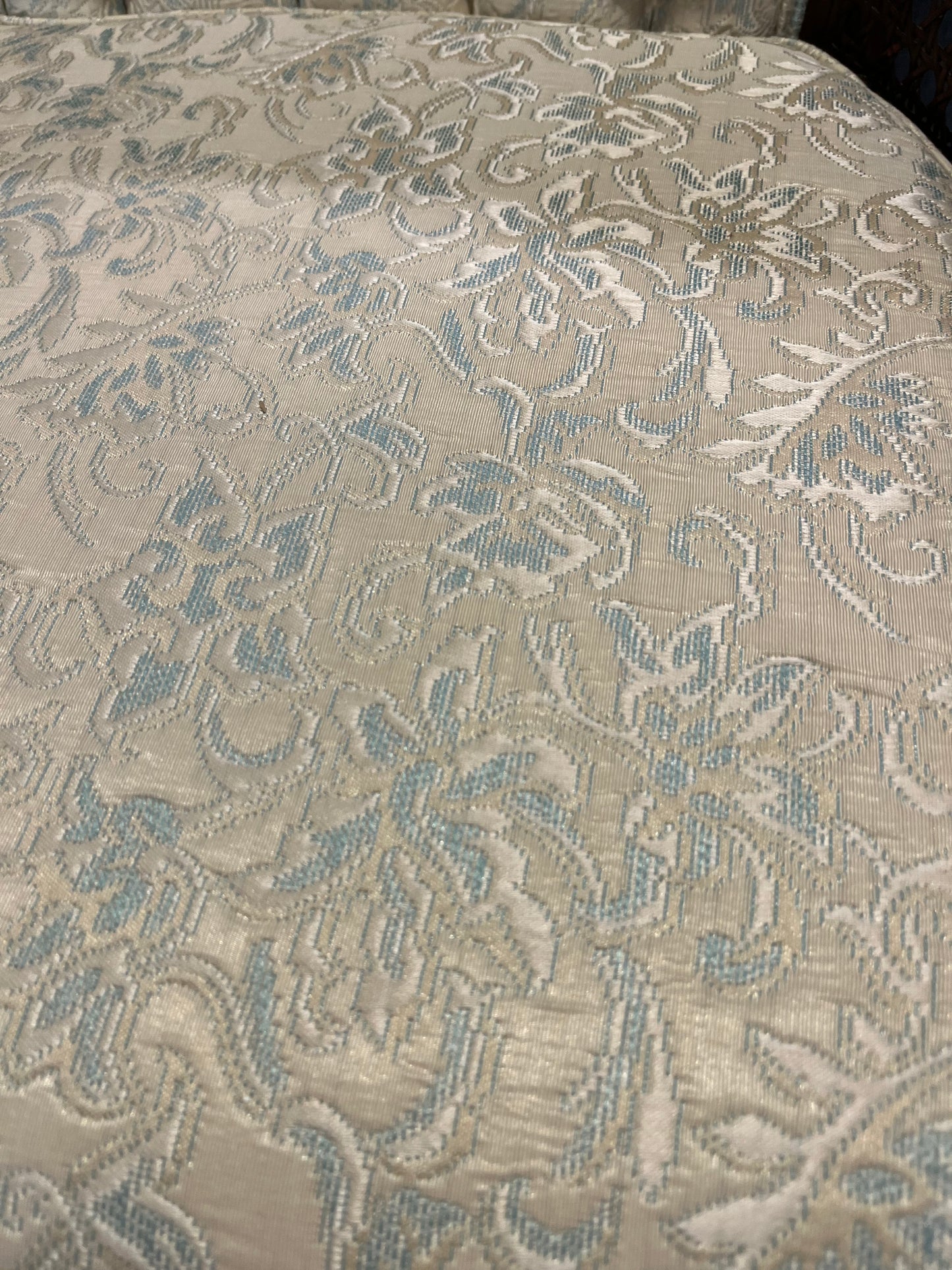 Cane Chair with Blue Floral Fabric