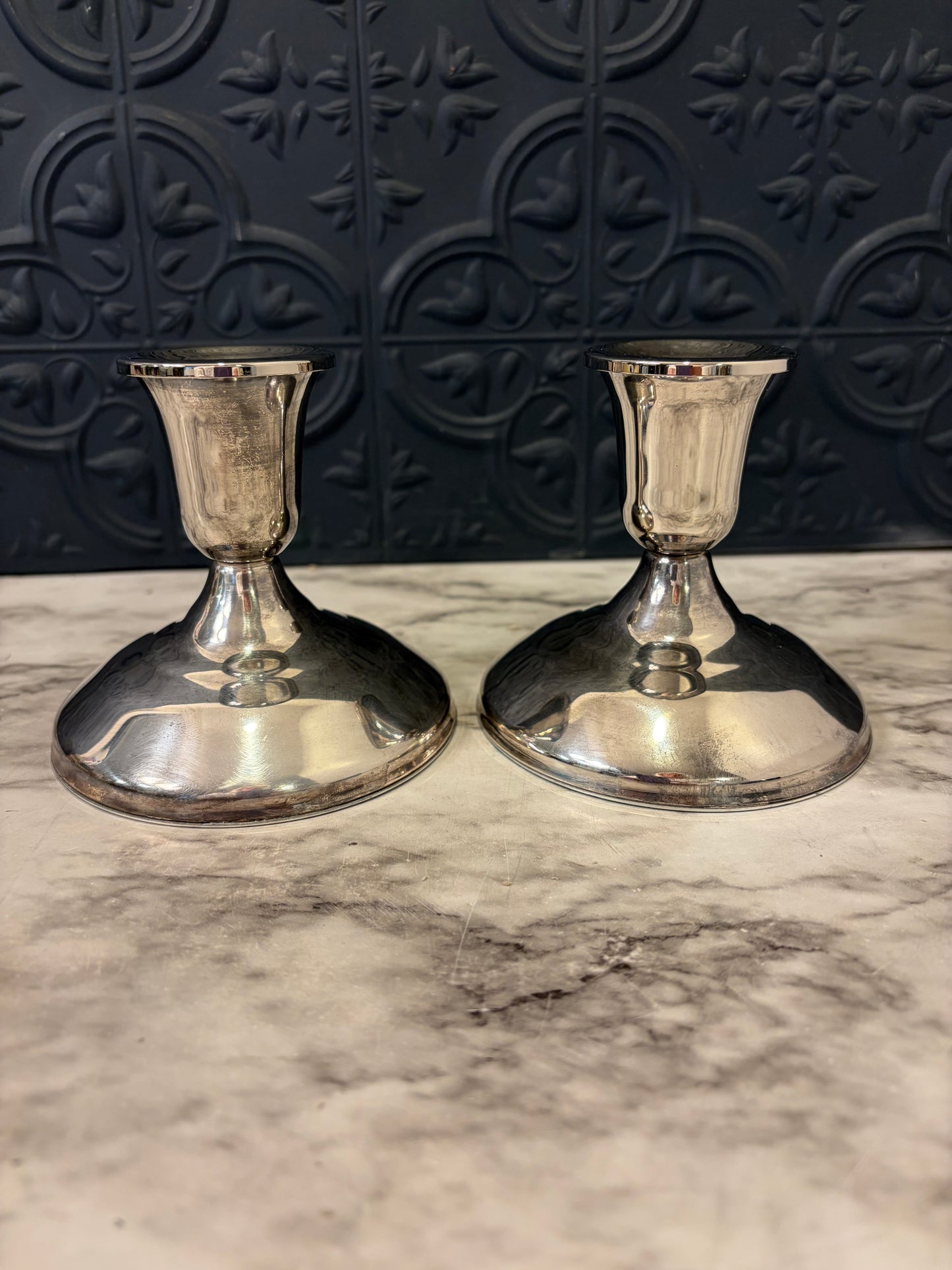 Silver Plate Candle Stick set of 2  4"