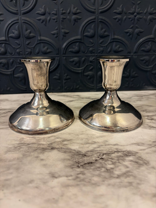 Silver Plate Candle Stick set of 2  4"