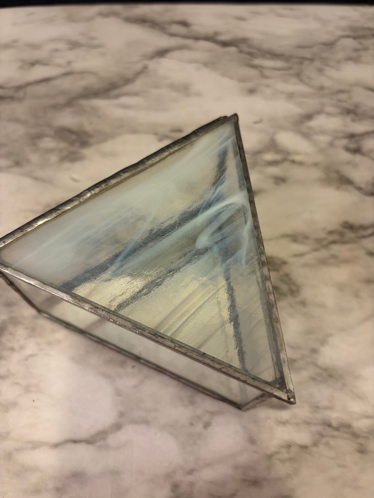 Triange Glass Box with Slag Glass Top