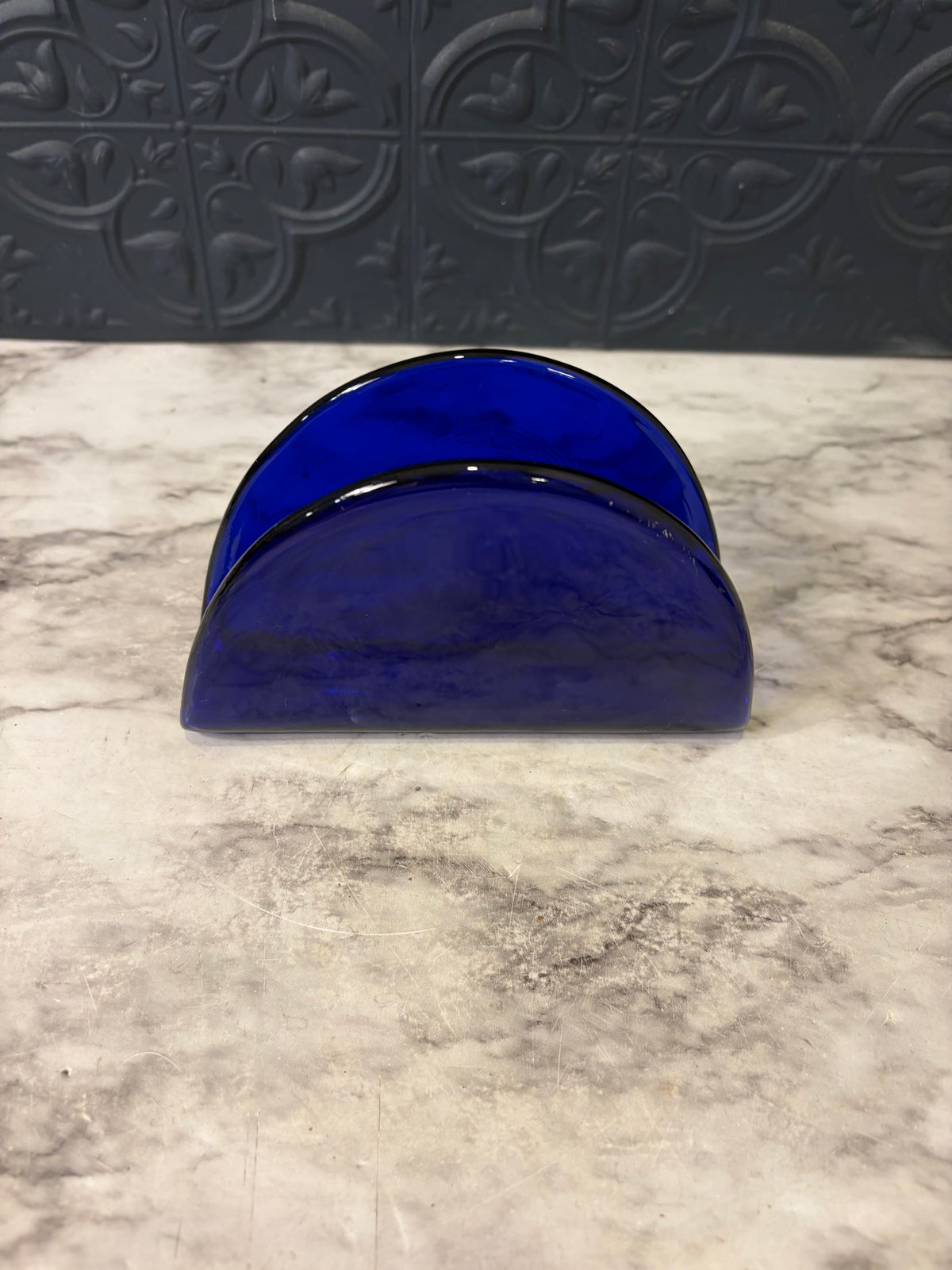 Cobalt Blue Glass Letter/Napkin Holder
