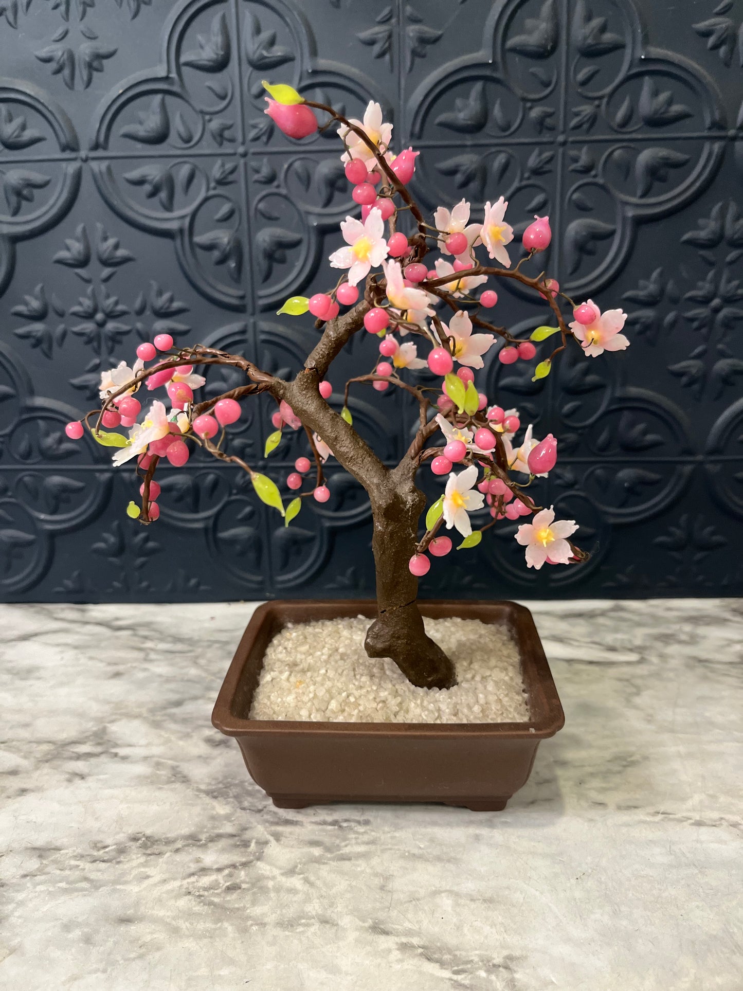 Vintage Chinese Cherry Blossom Bonsai Tree Figure