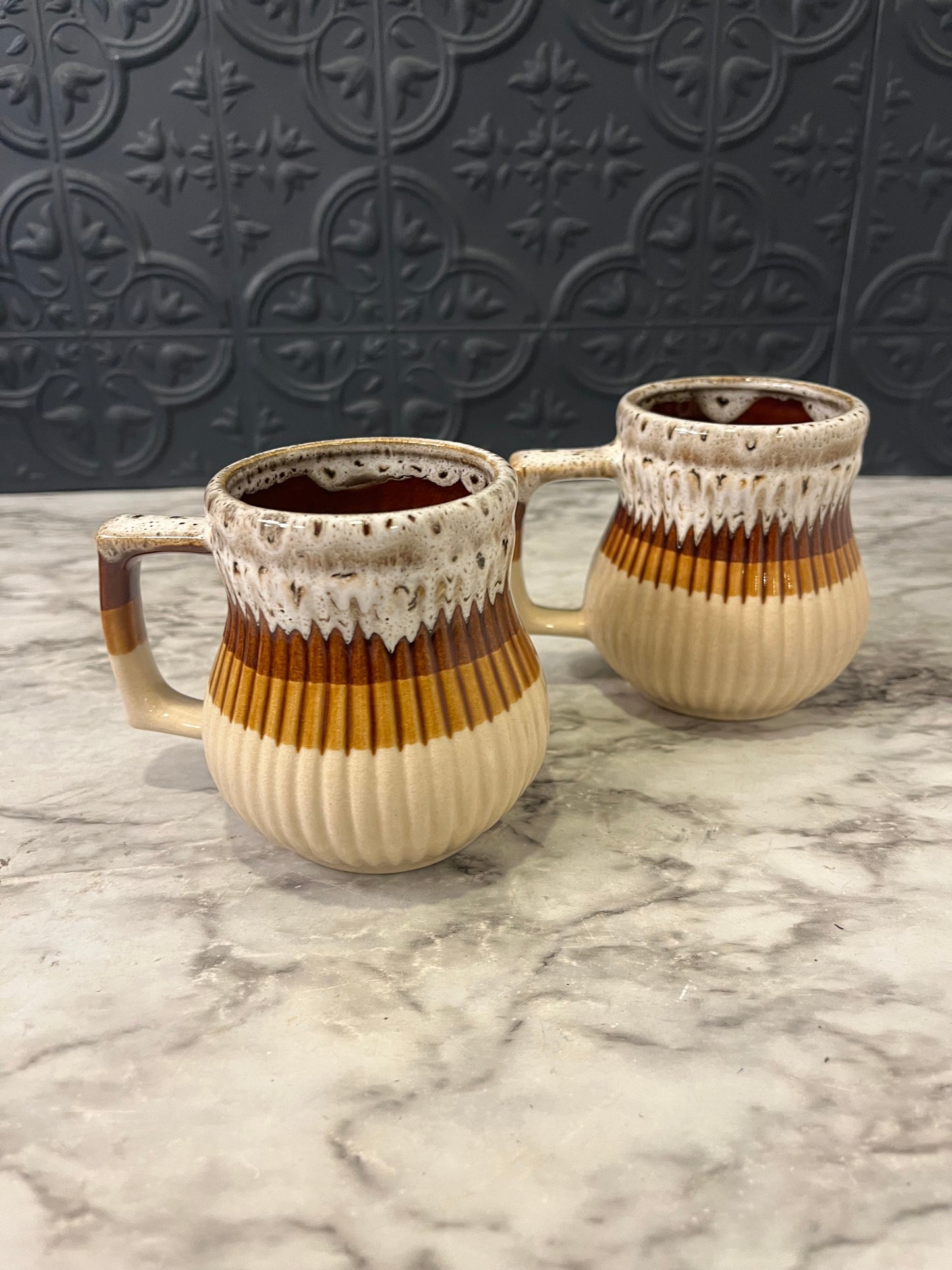 Tri Tone Ridged Mug set of 2