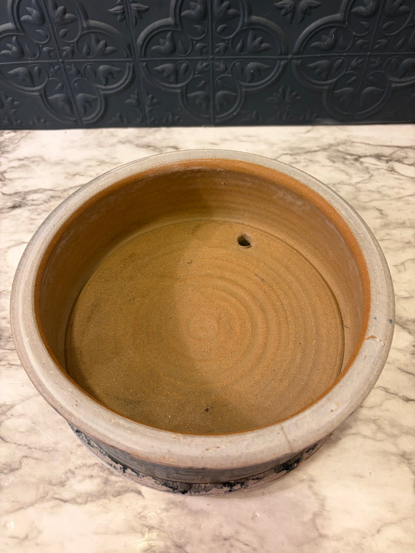 Shallow Terracotta Pottery Planter Blue