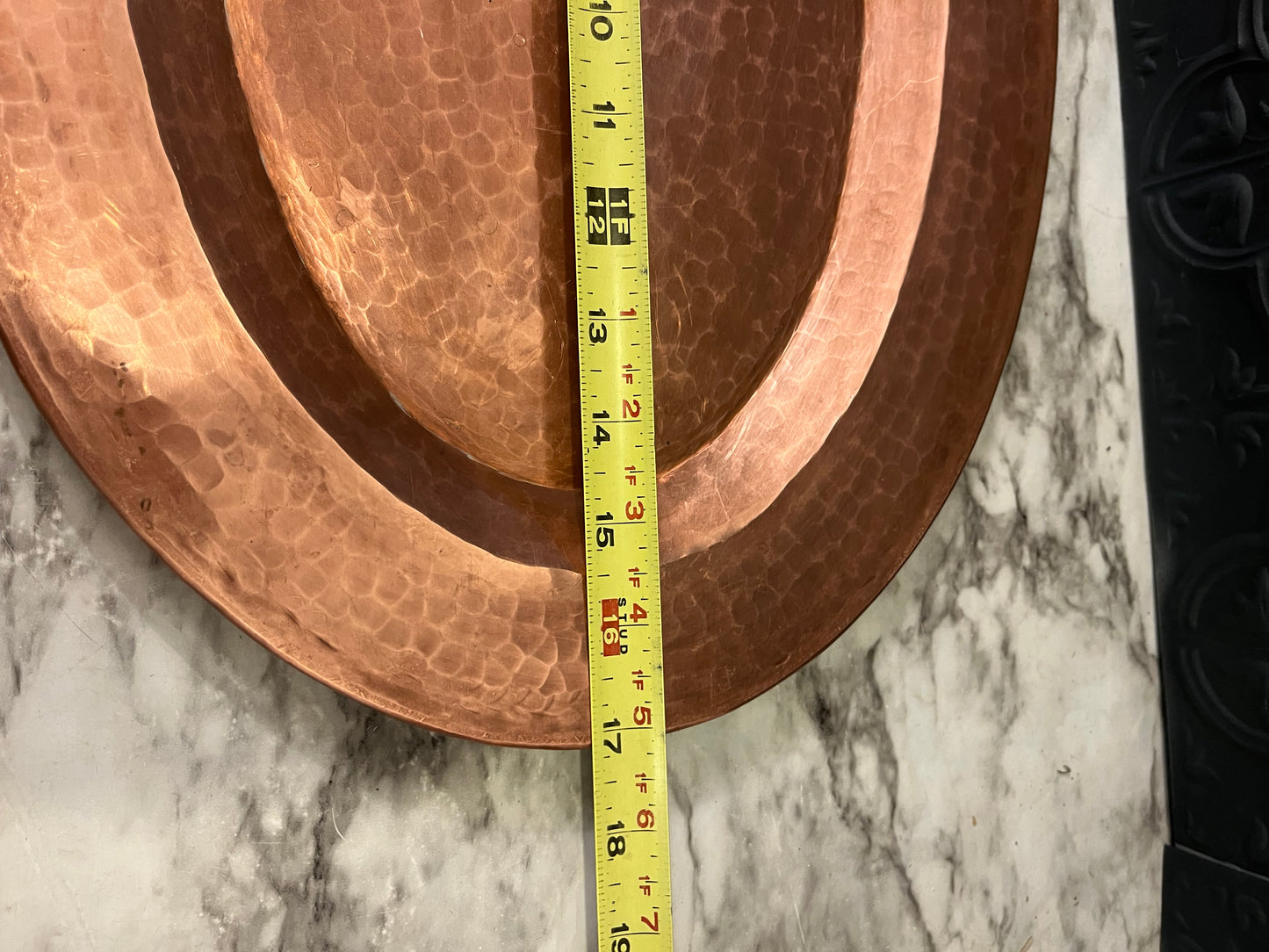 Oval Hammered Copper Tray 17"
