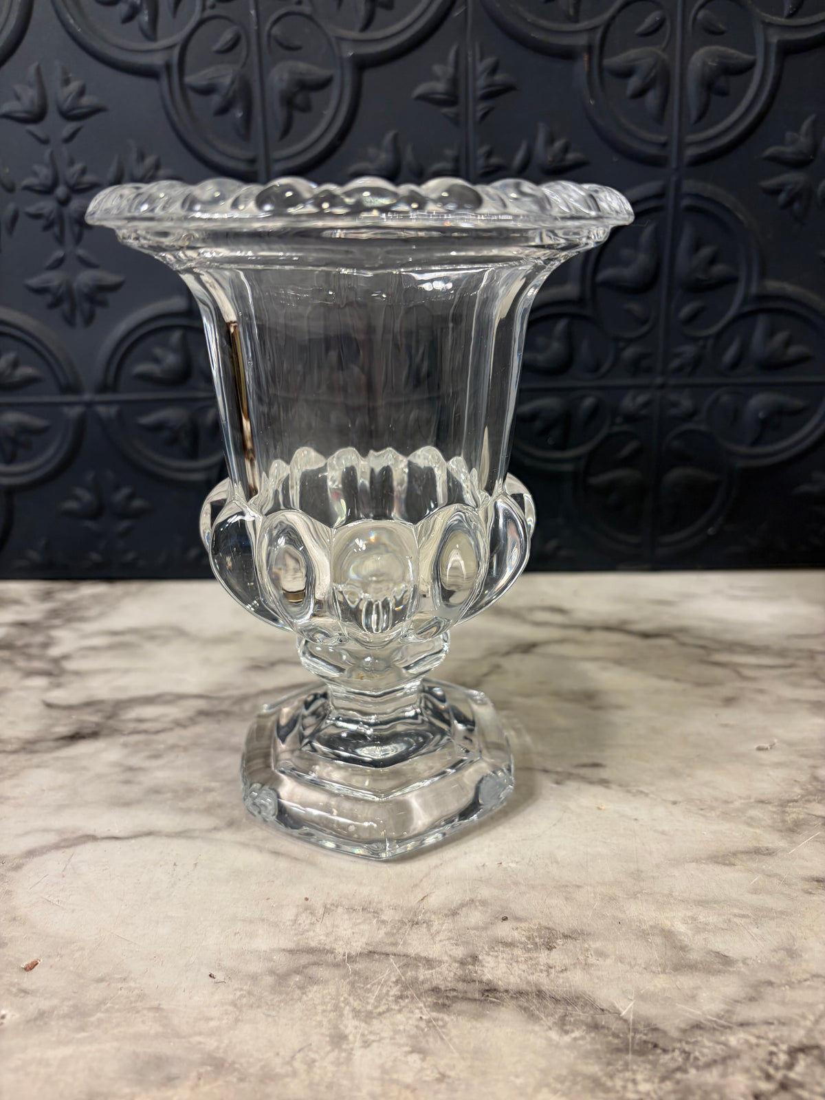 Small Trophy Glass Vase Beveled