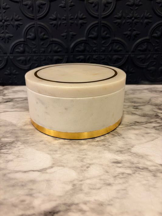 Round Marble and Brass Box