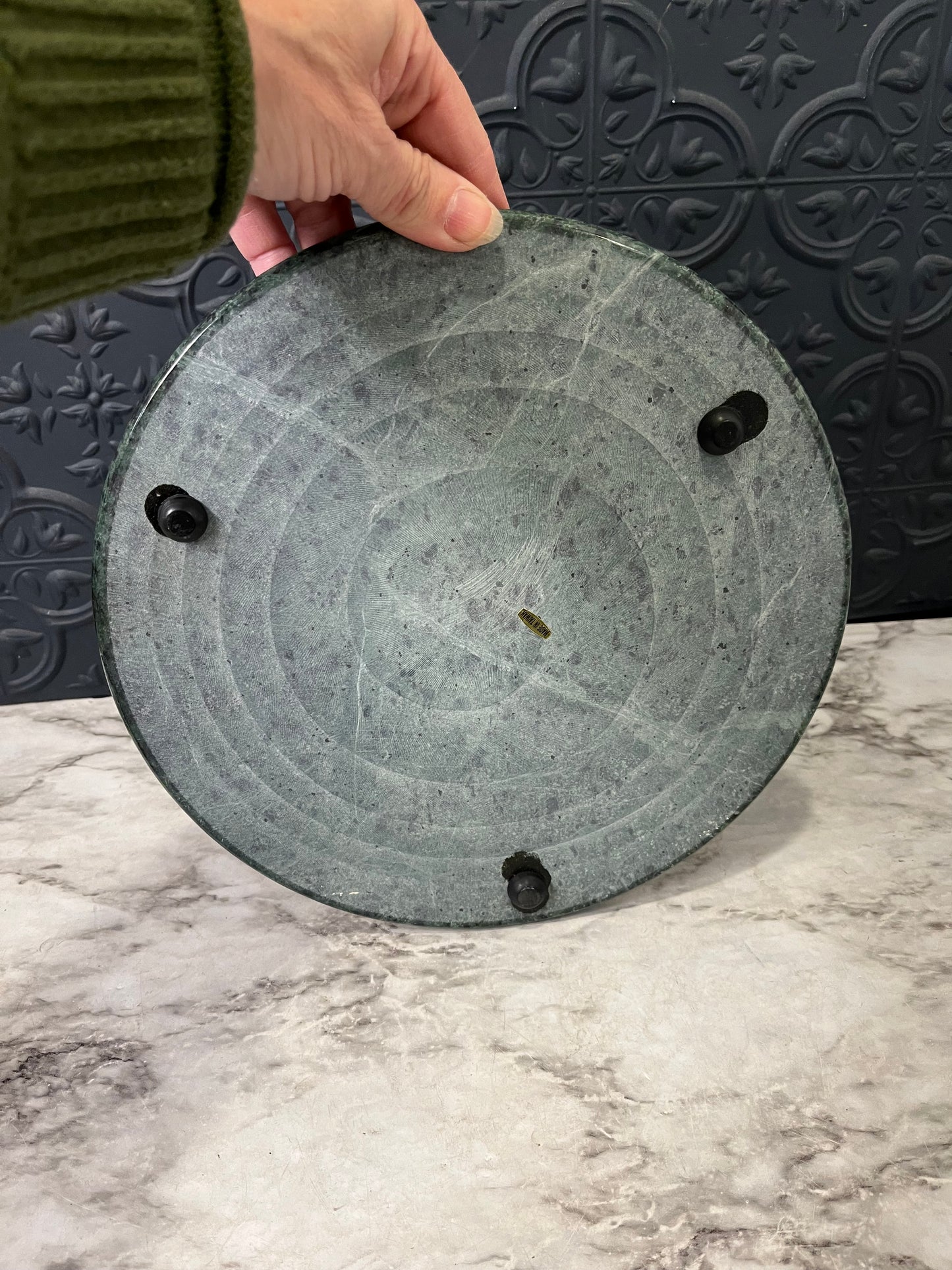 Round Green Mable Tray