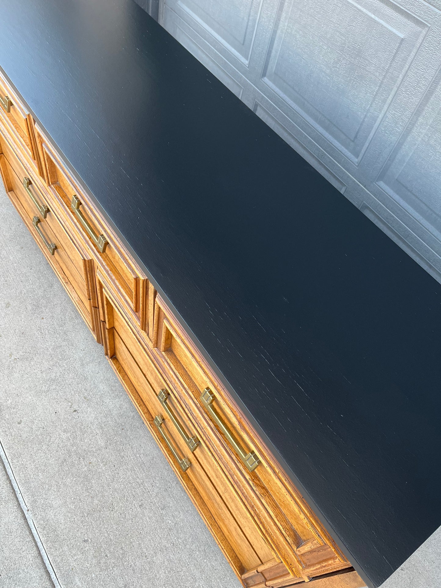 Mid century Style Dresser with Painted Black Top