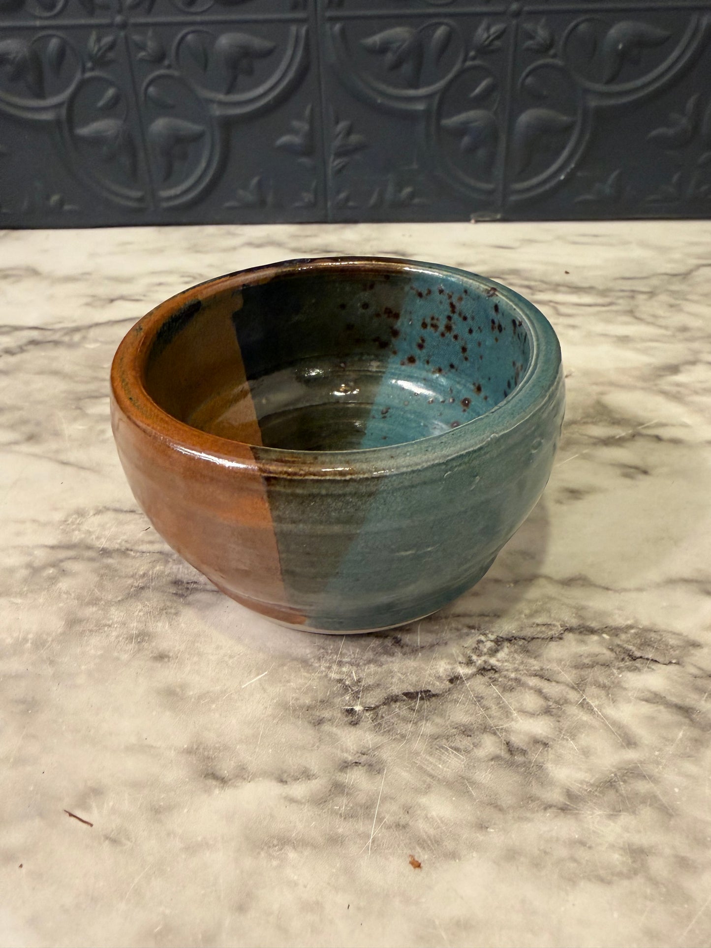 Blue/Brown/Orange Pottery Bowl