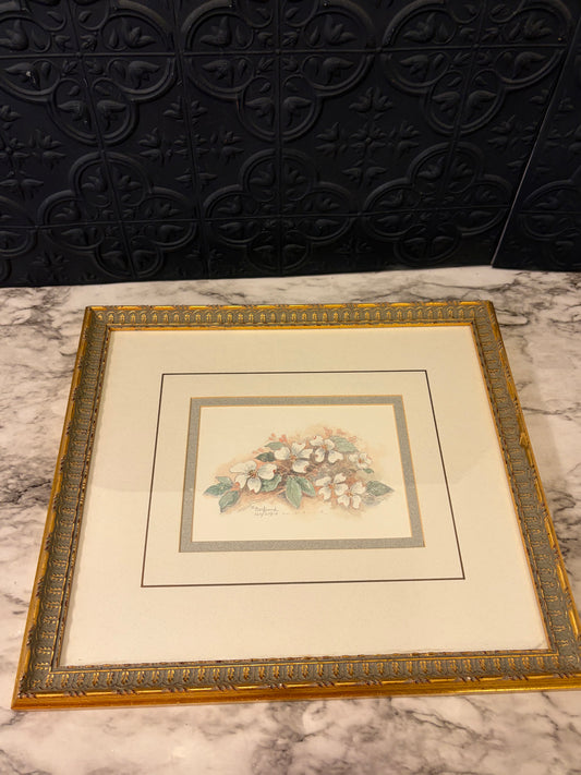 Framed White Flowers Mary Vincent Bertrand