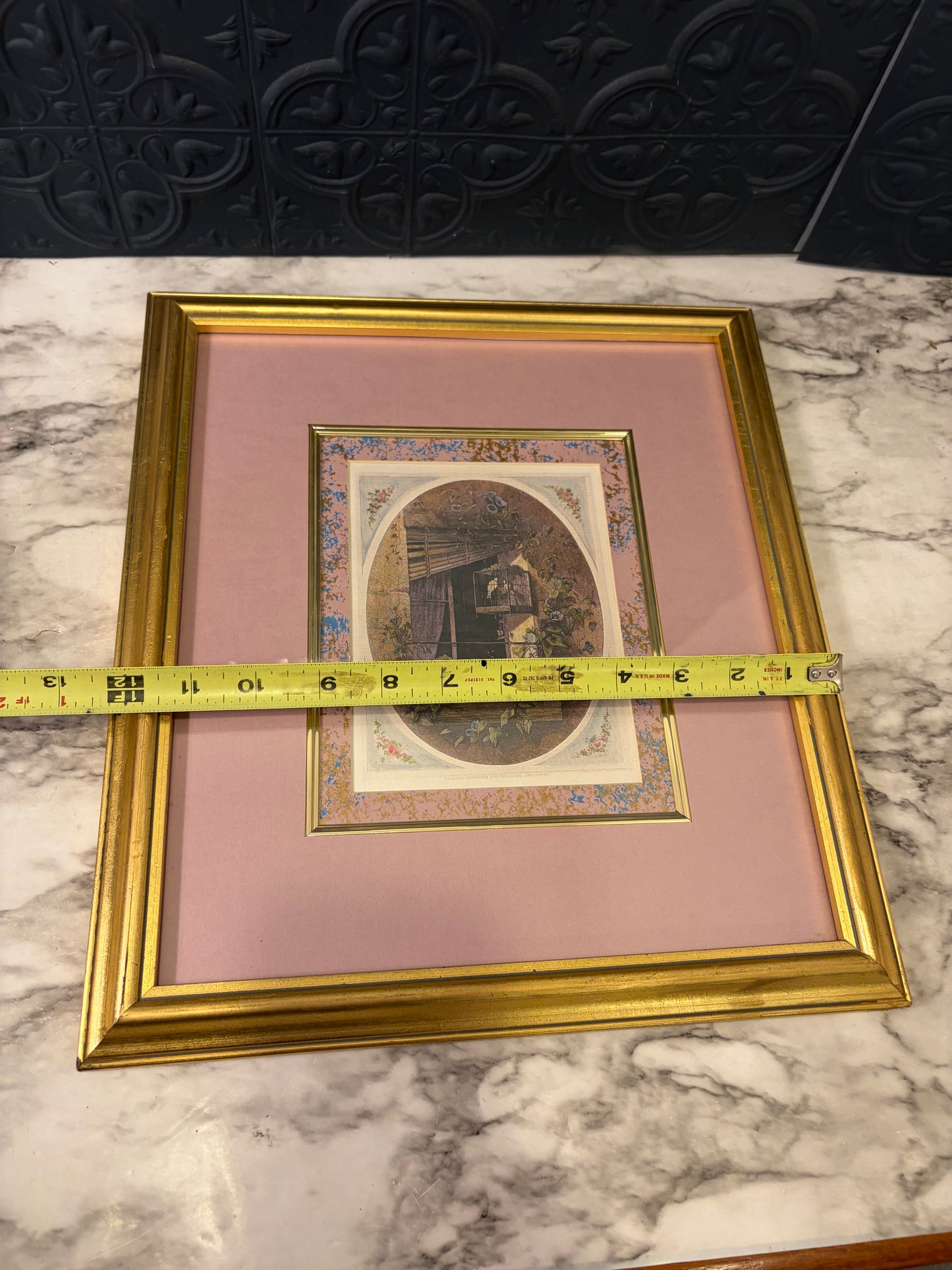 Birdcage in Window Print in Pink mat