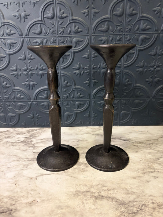 Geometric Iron Candlestick Set