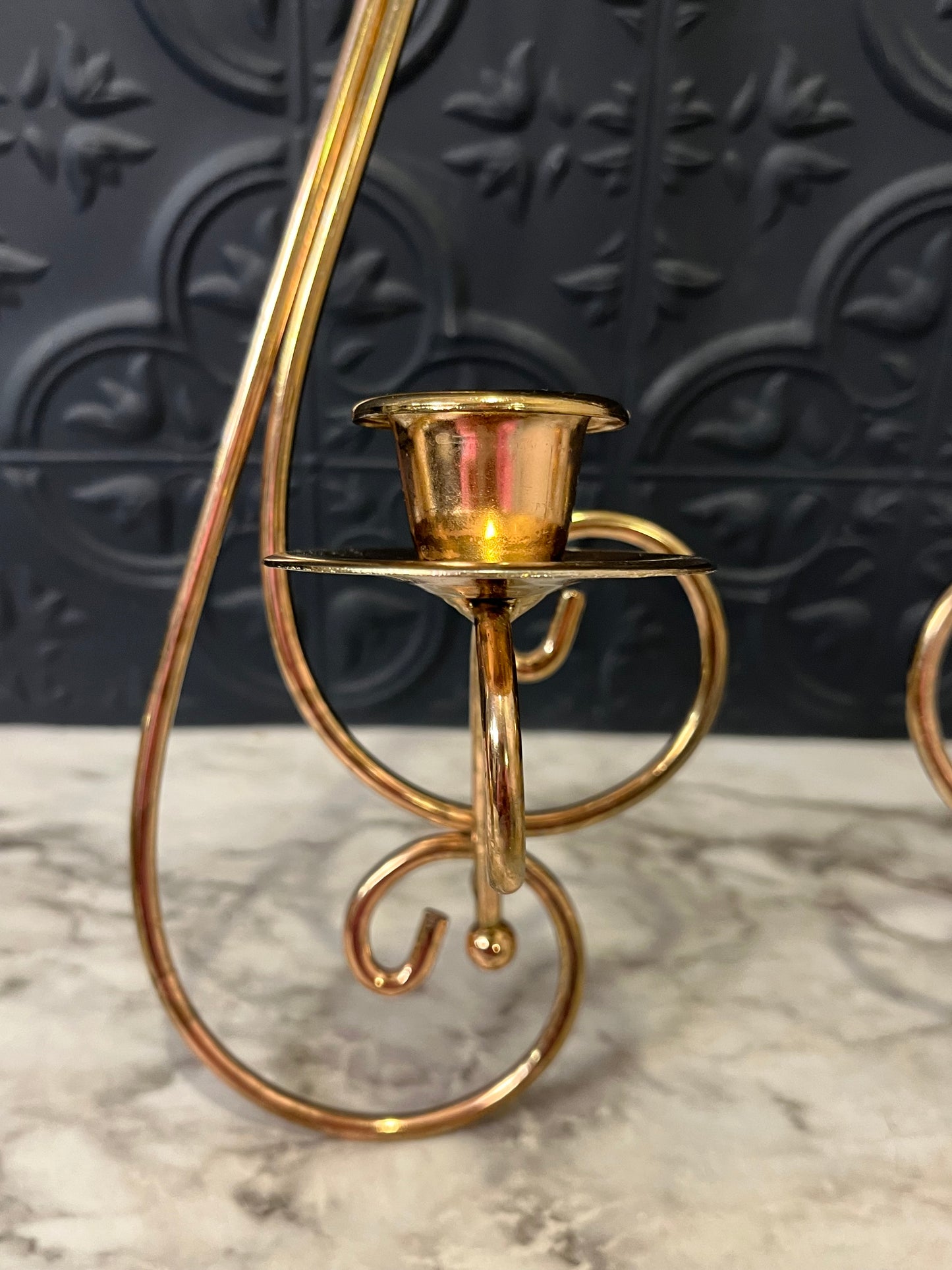 Pair of Brass Wire Scroll Sconces
