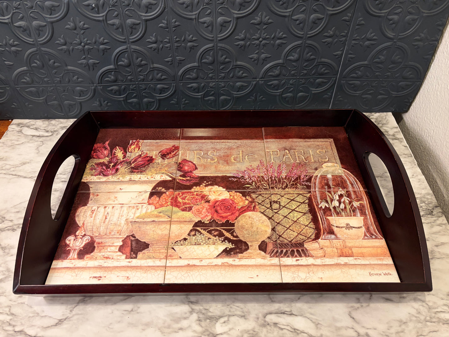 Serving Tray with Fleurs De Paris Tiles