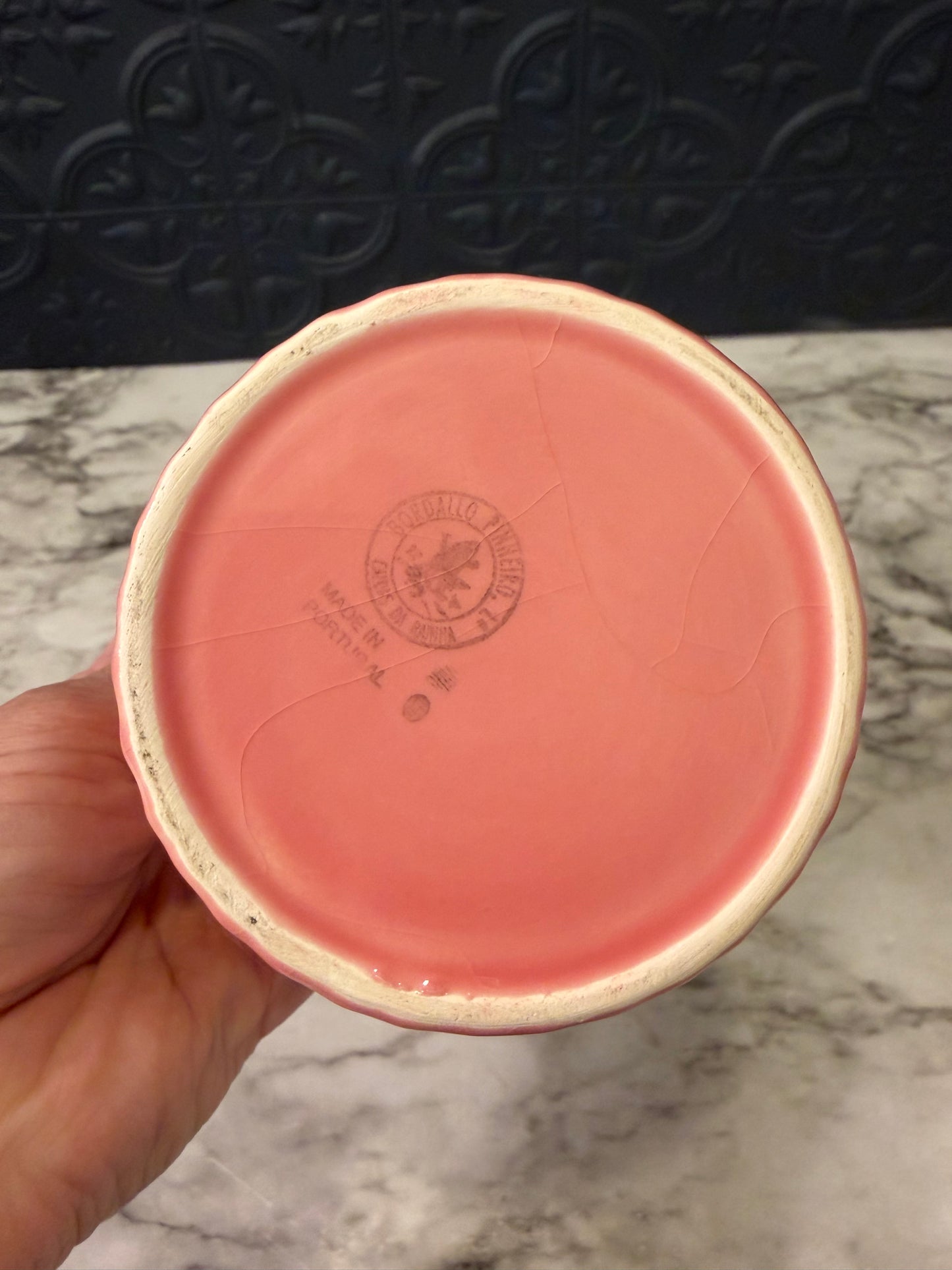 Pink Ceramic Basket Weave Pot