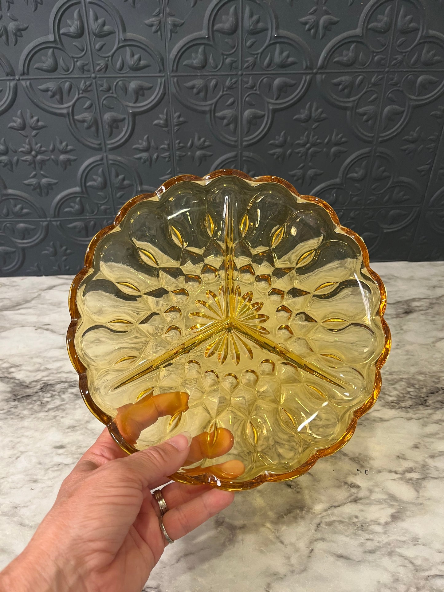 Anchor Hocking Amber Split Dish