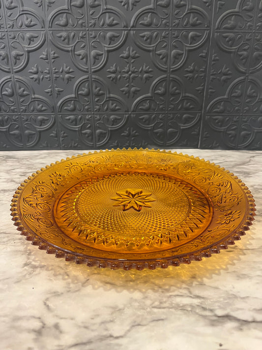 Amber Indiana Glass Tiara Platter