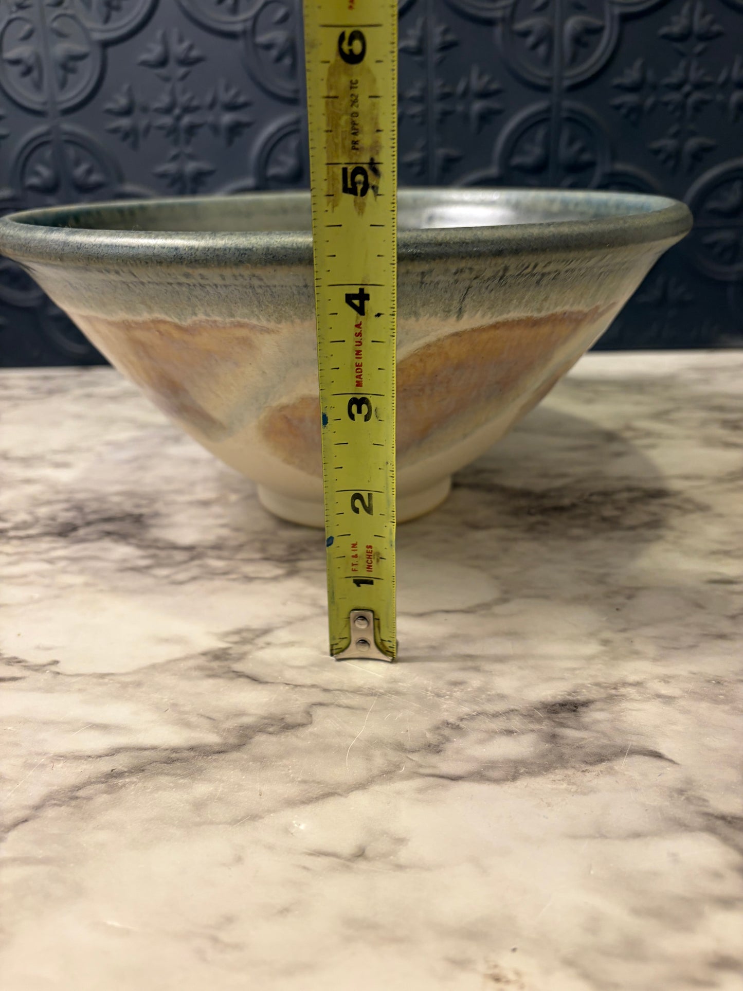 Hoffman Pottery Bowl Greenish Blue inside