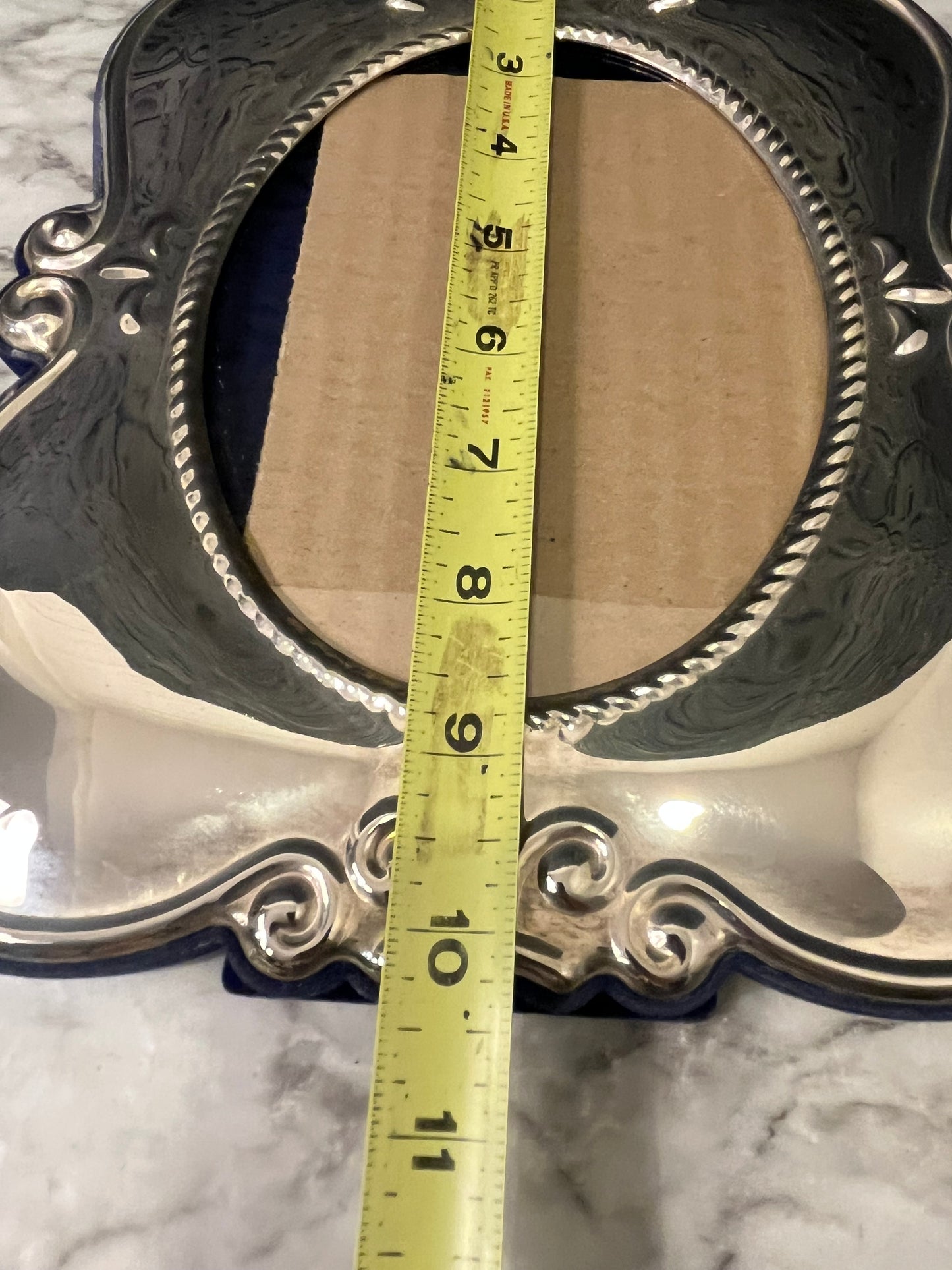 Silver Plate Frame with Blue Velvet Backing