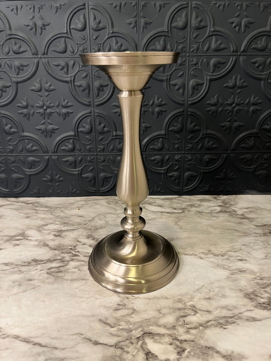 Brushed Nickel Style Candle Holder