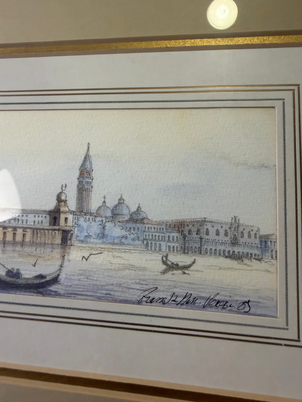 Original Watercolor of Venice Framed