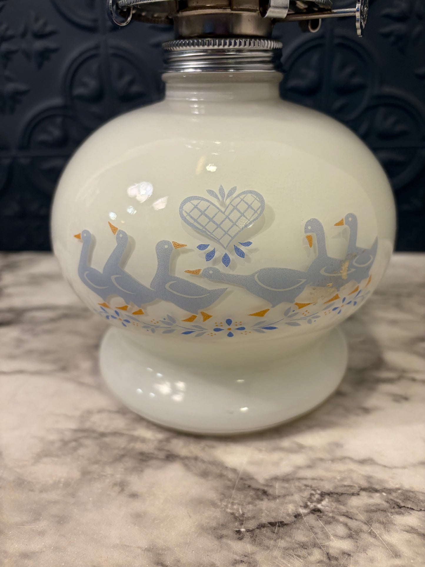 Blue Geese Oil Lamp