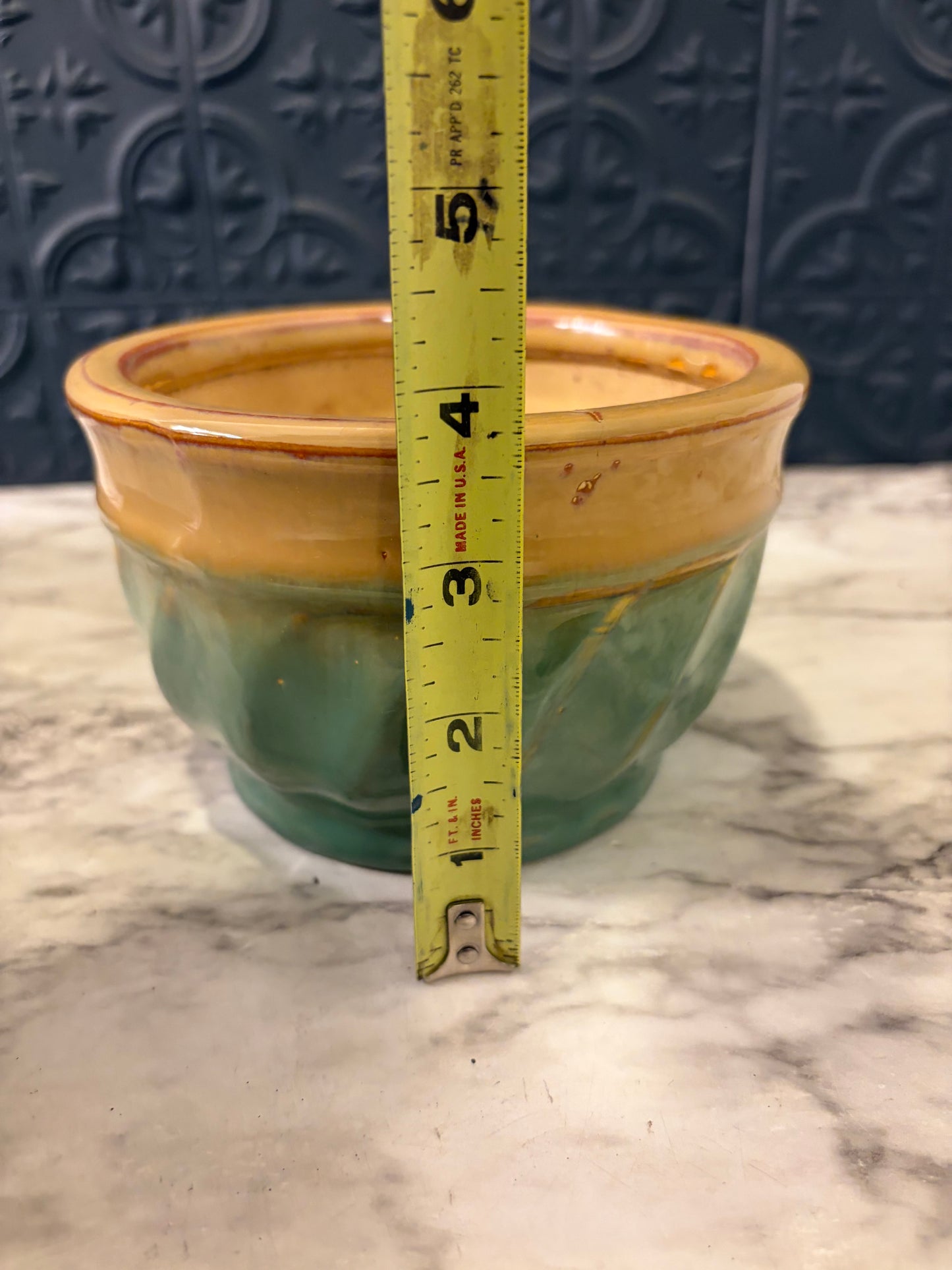 Pottery Bowl with Turquoise Glaze on bottom