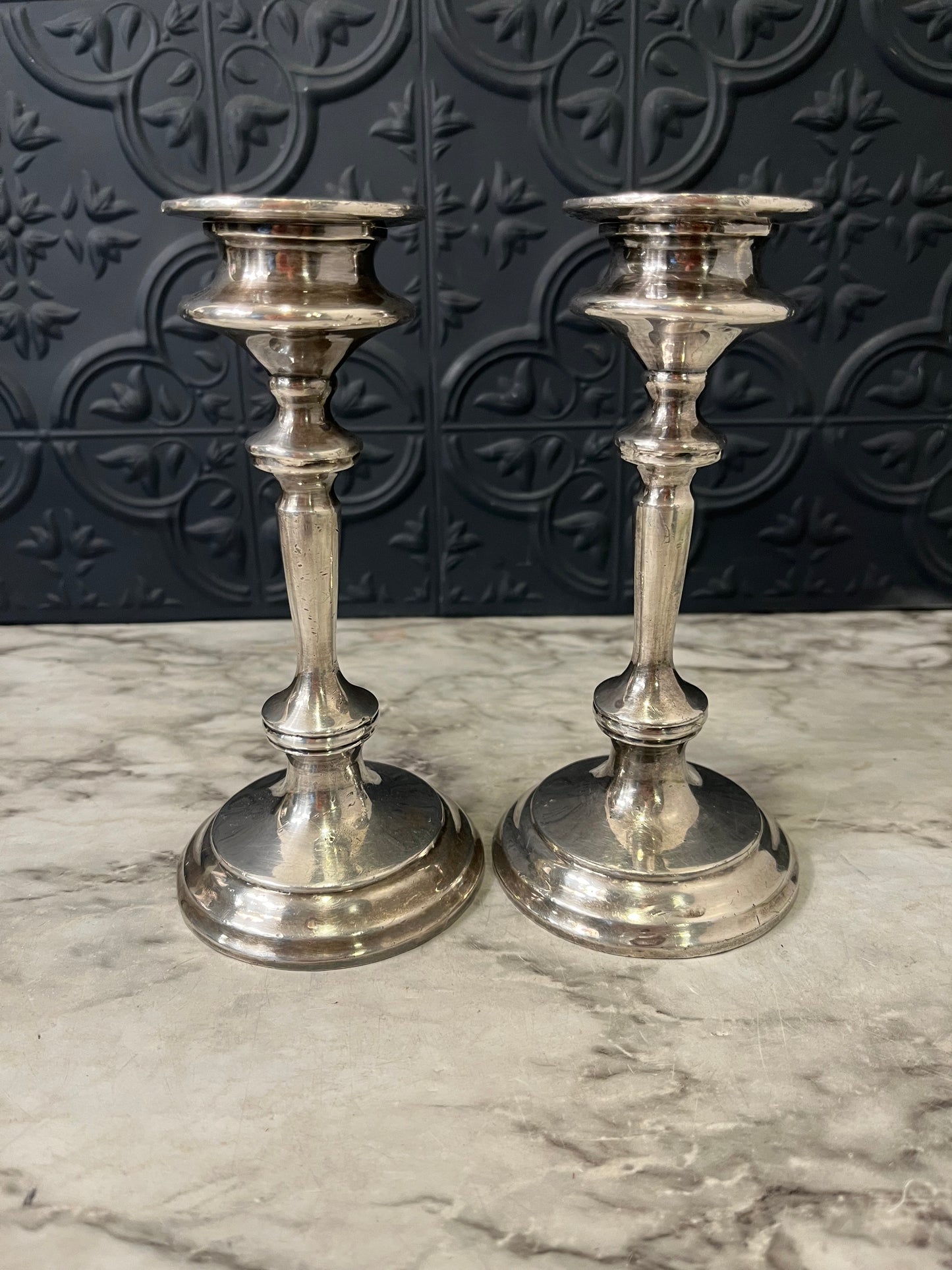 Benedict Proctor Heavy Siver Plate  Candle Holders x 2