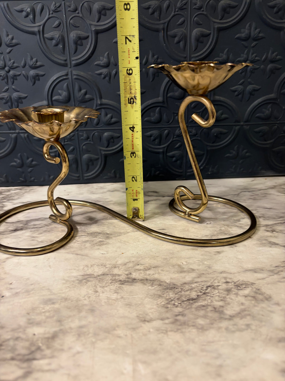 Double Brass Swirl and Candle Holder