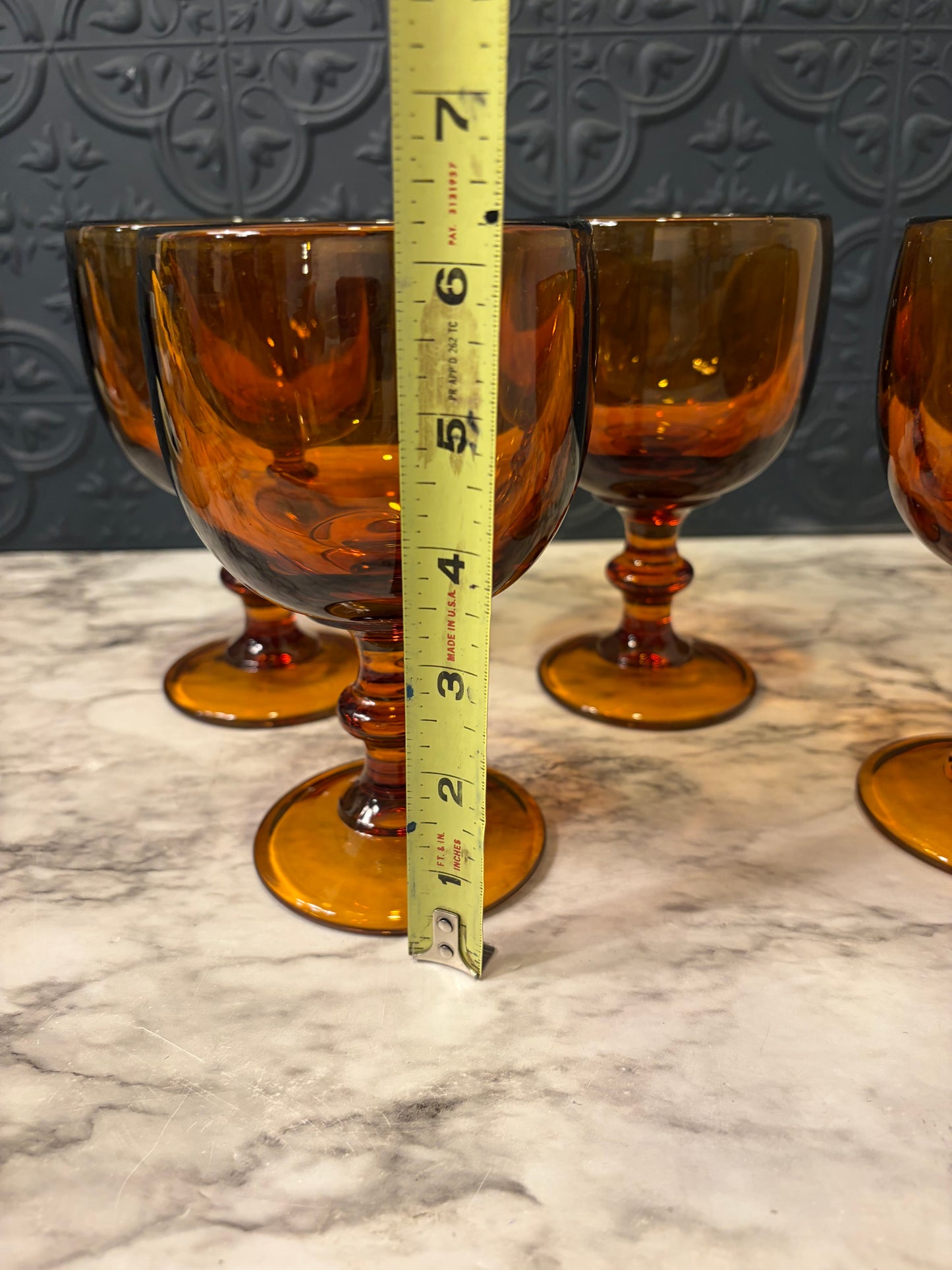 Imperial Hoffman House Amber Goblet set of 4