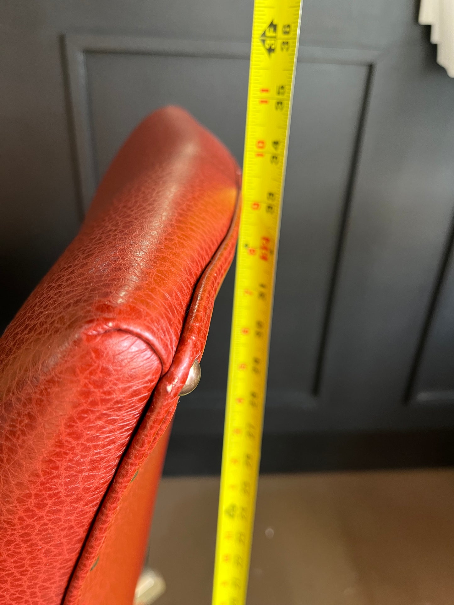 Vintage Gunlocke swivel tilt desk Chair red Upholstry