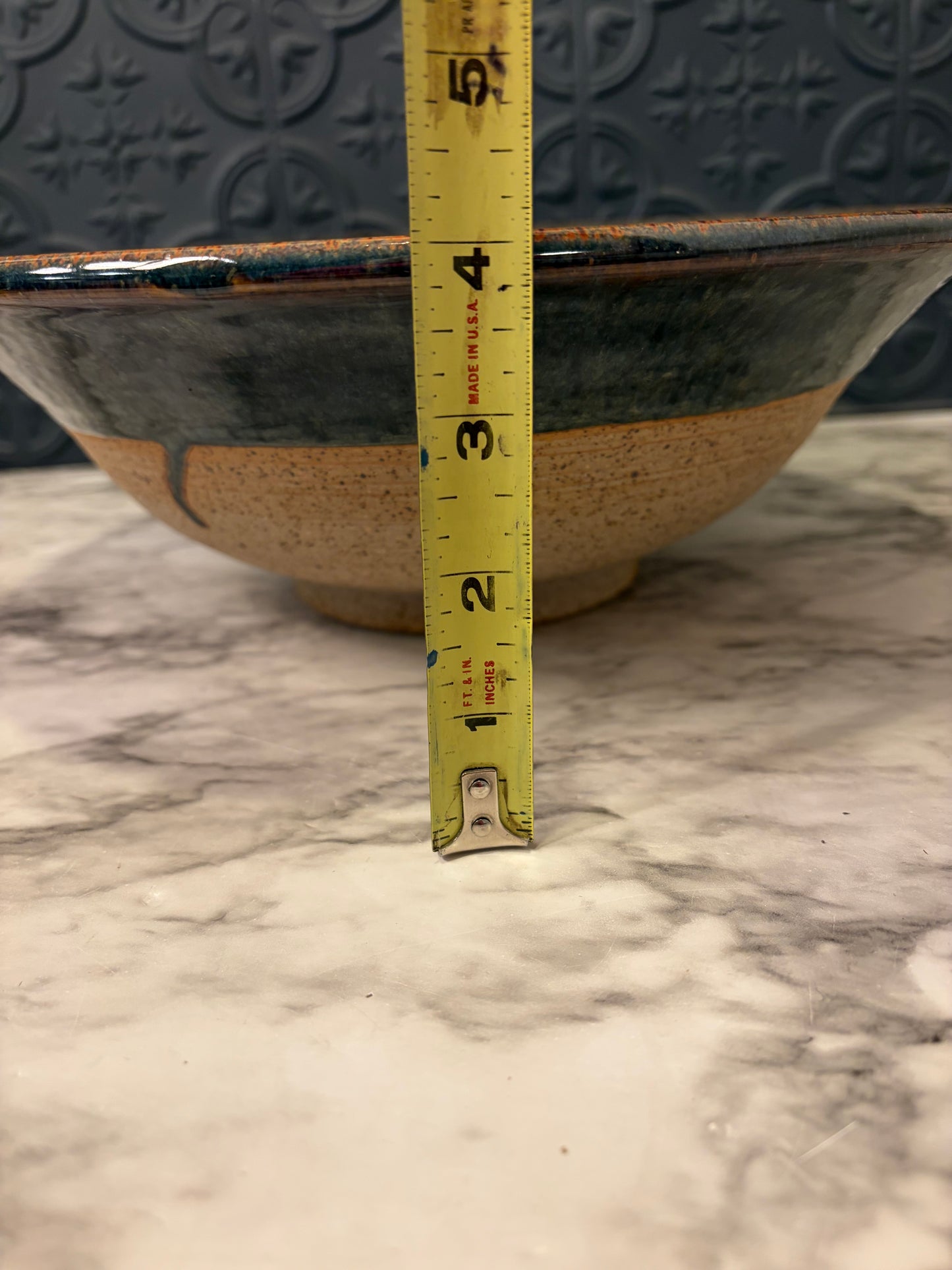 Large Stoneware Bowl  Bluish Green