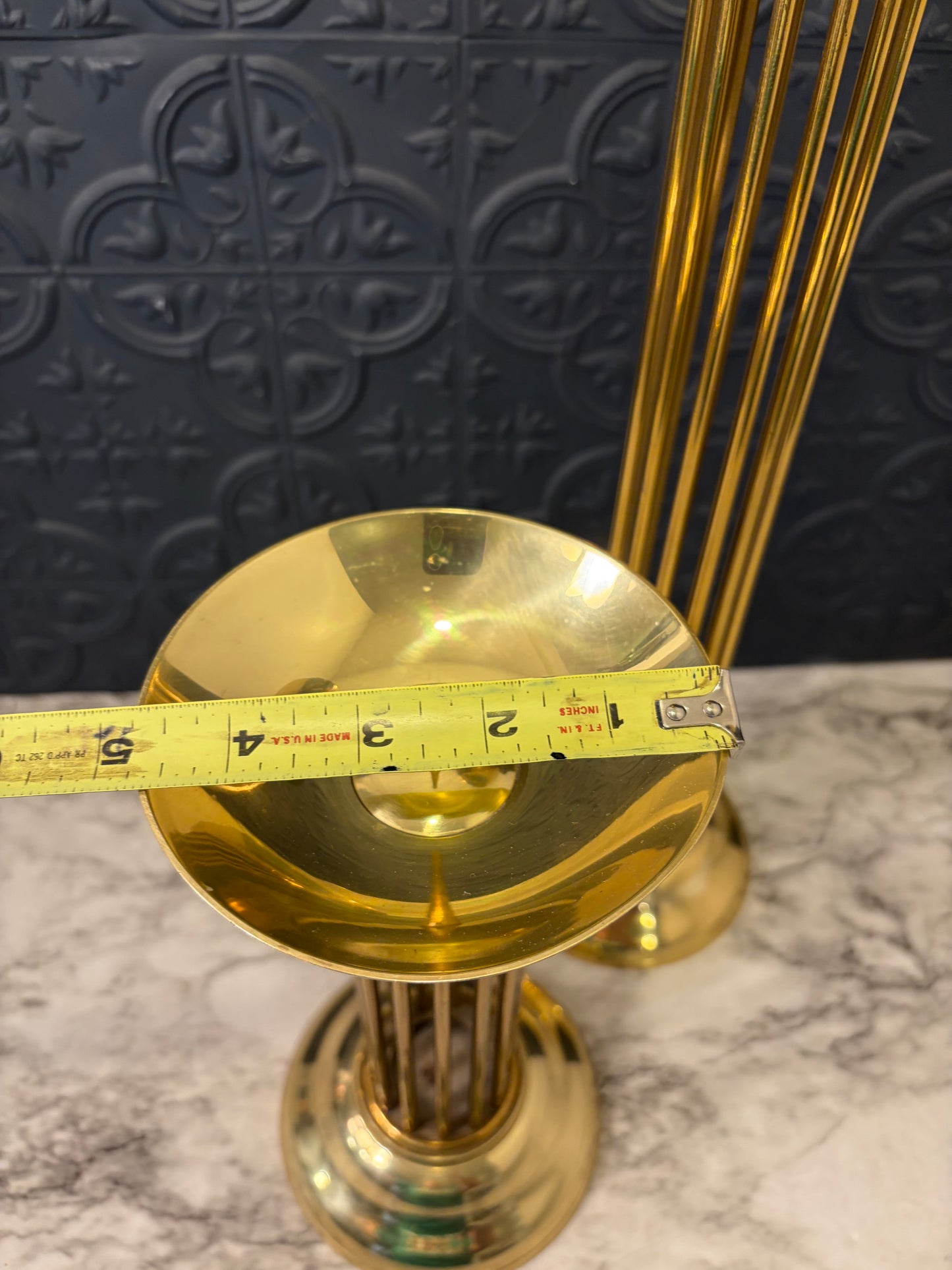 Brass Pillar Set of 2 Open Rod Design