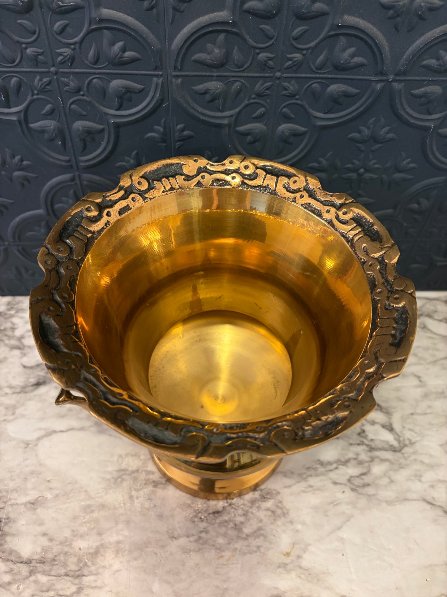 Brass Champagne/Ice Bucket with detailing around rim