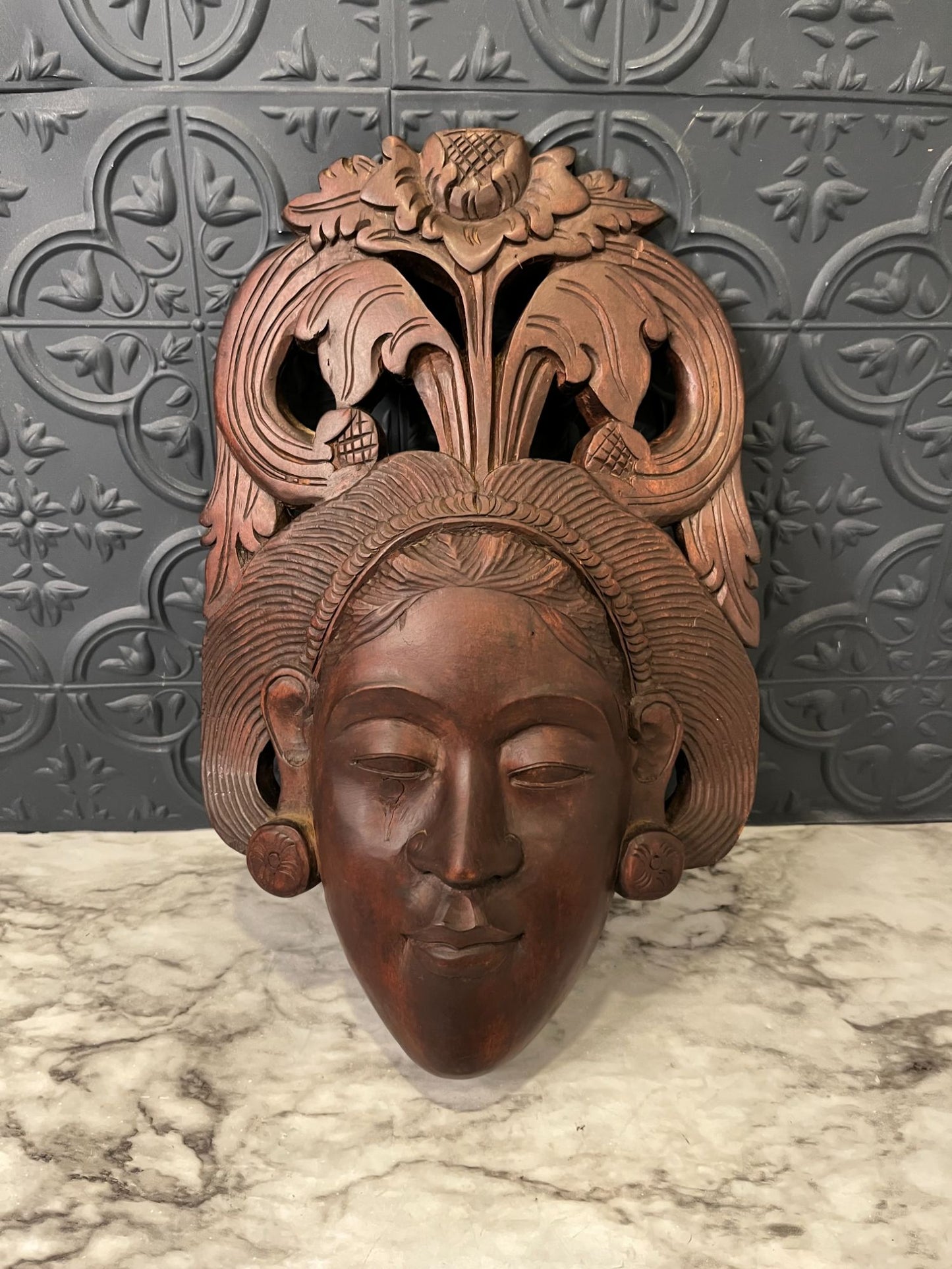 Indonesian Wood Carved Face Hanging