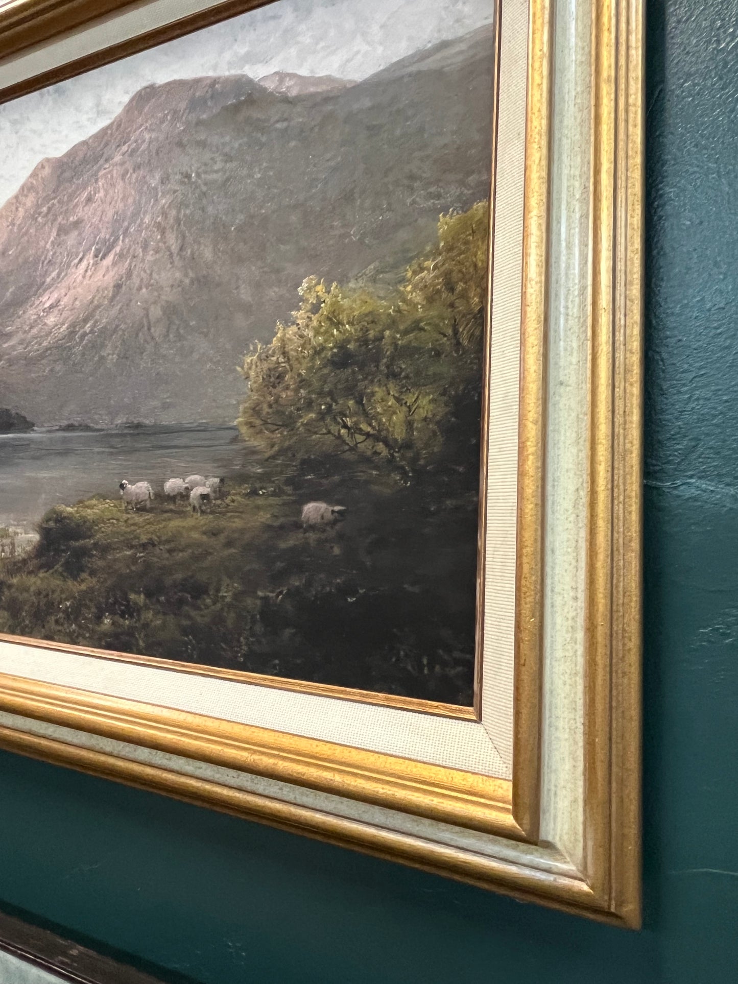 Cream and Gold Frame with Sheep Landscape