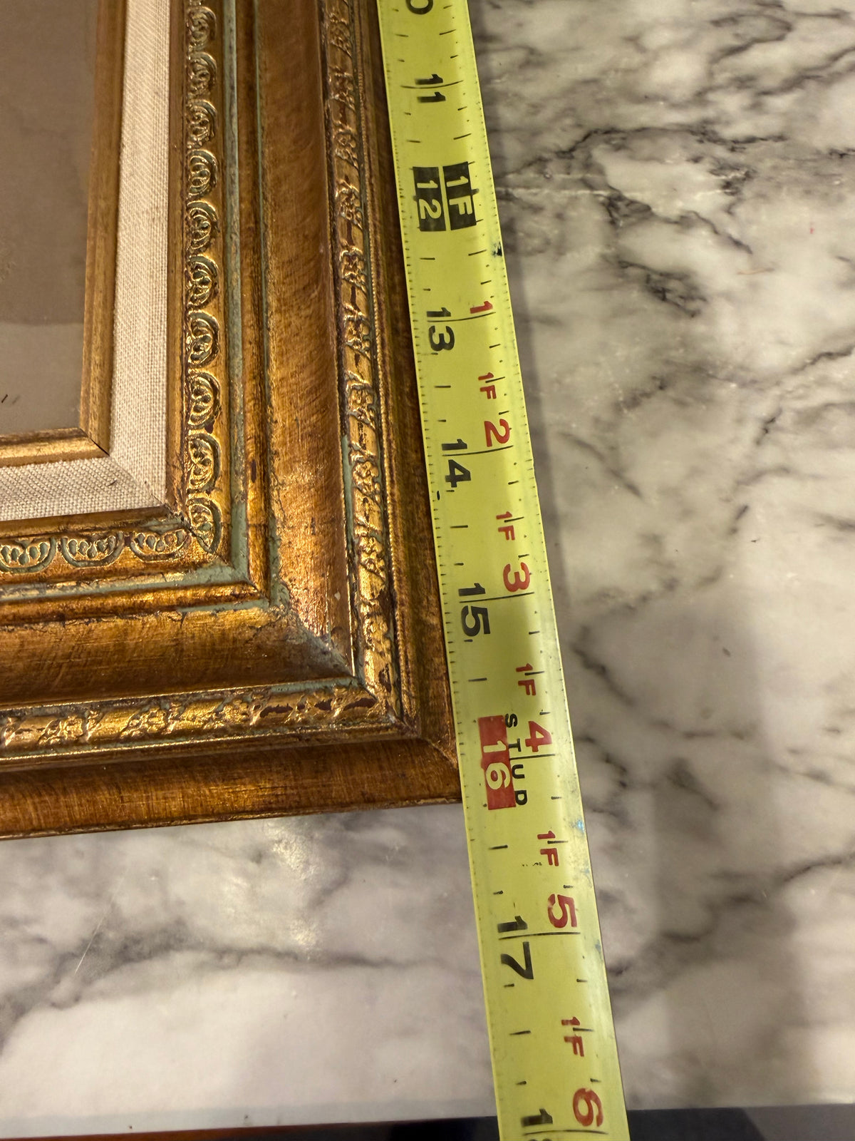 19.5 x 16.5 Gold Ornate Frame with Antique Family Photo