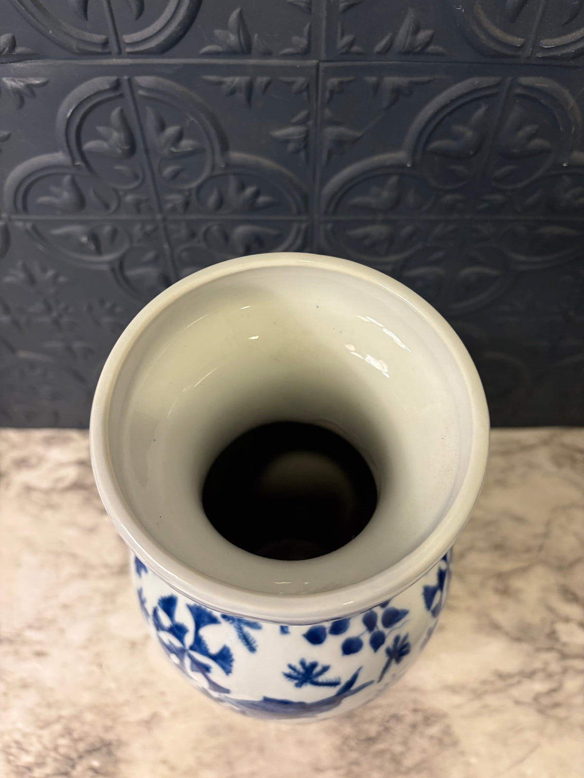 Chinoiserie Koi Fish Blue and White Vase