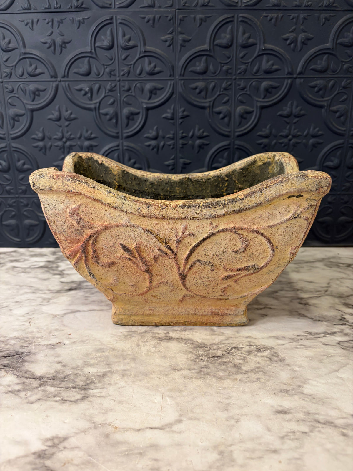 Concrete Planter with Scroll Design