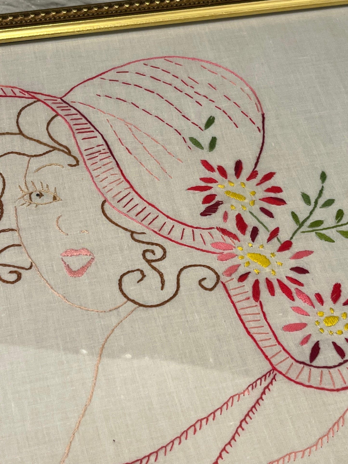 Needlework of Woman in a Hat